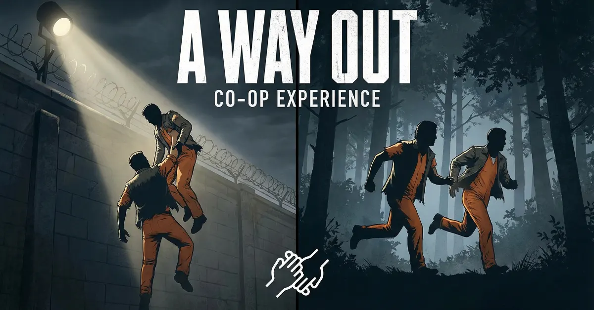 a way out -pelin CD-opetus, joka esittelee yhteistyöpelikokemusta.