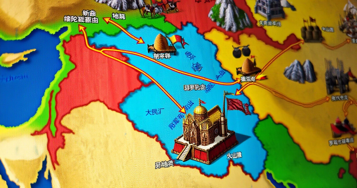 Grand strategy -pelin karttanäkymä tietokoneen ruudulla