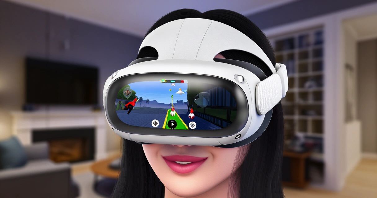 Meta Quest 3 Mixed Reality -näkymä olohuoneessa virtuaalisilla pelielementeillä