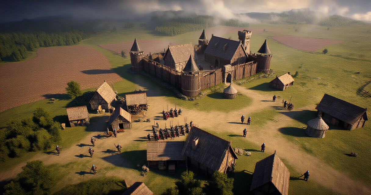 Age of Empires IV: keskiaikainen kylä ja linnoitus reaaliaikaisessa strategiapelissä