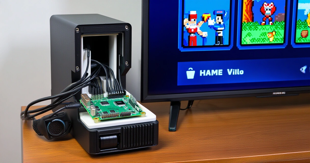 Raspberry Pi RetroPie -pelikonsoli televisioon kytkettynä – edullinen retropelaajien suosikki