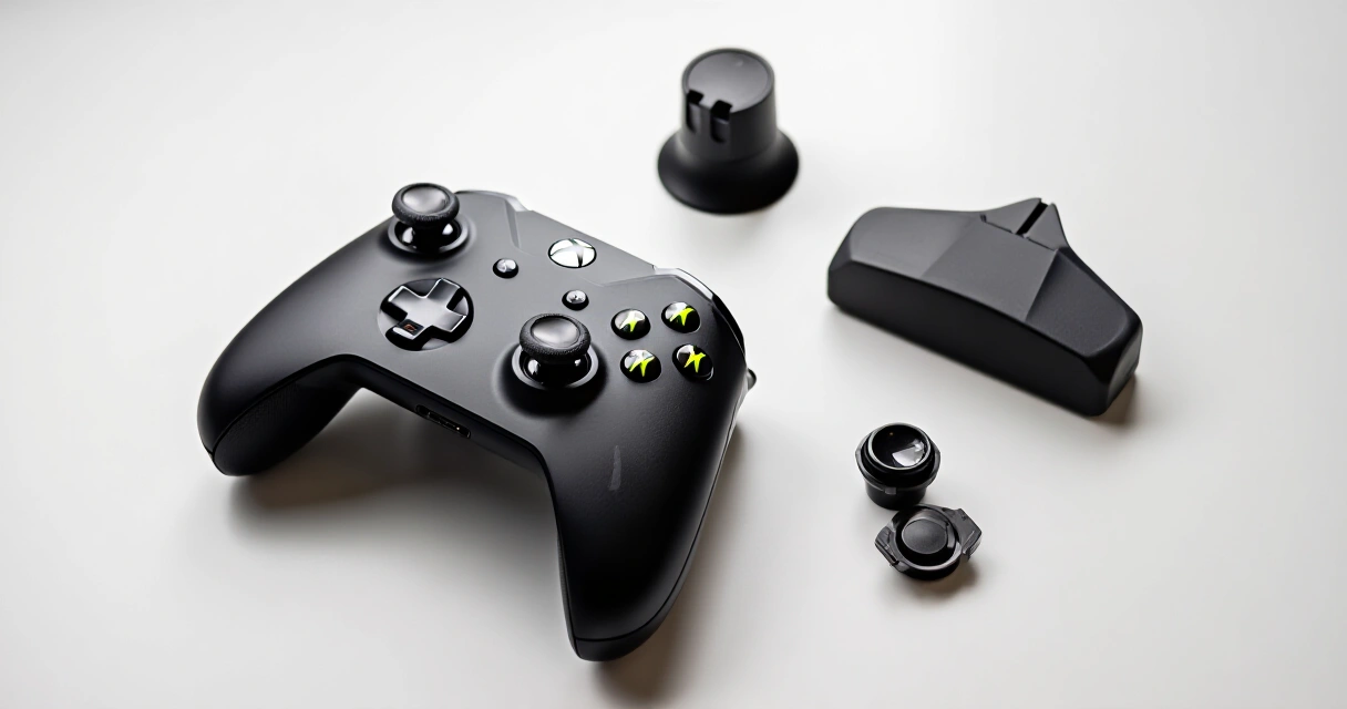 Xbox Elite Series 2 vaihdettavat lisävarusteet ja latausalusta esillä