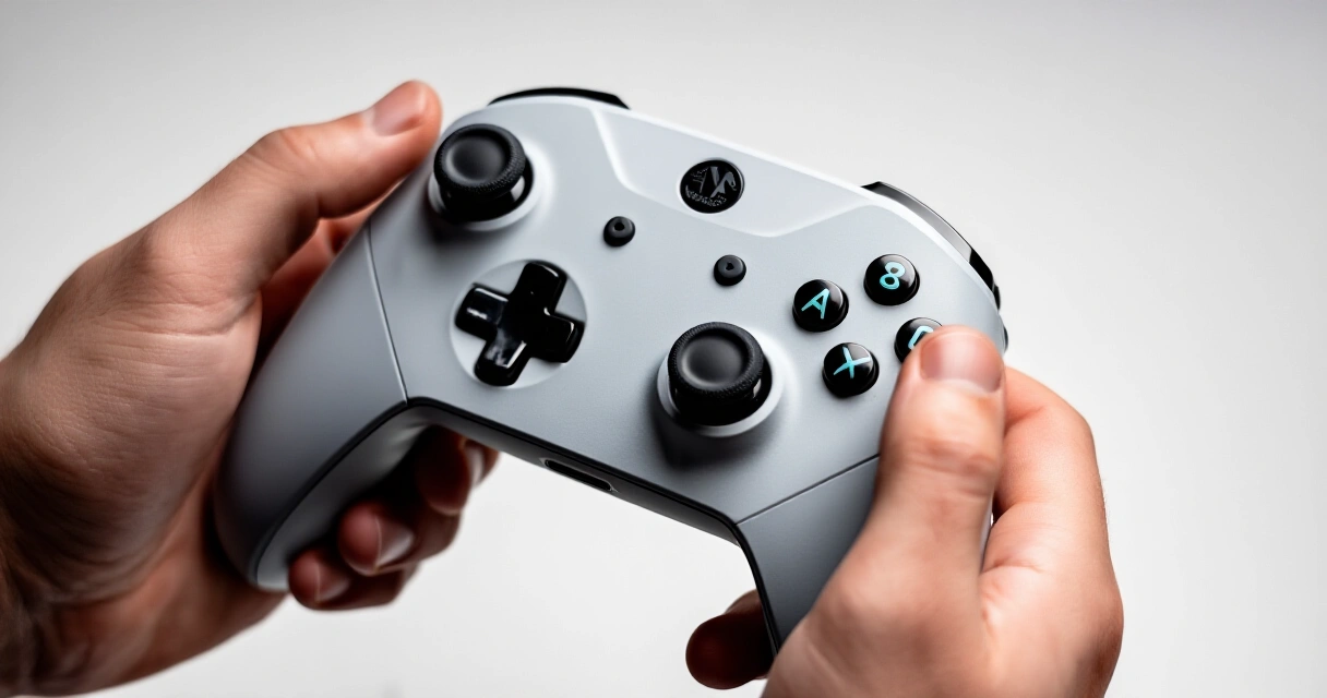 Nintendo Switch 2 Pro Controller kädessä studiovalokuvauksessa
