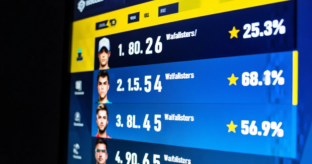 Online-ladderin pistetaulukko näyttää pelaajien sijoitukset ja rankingpisteet