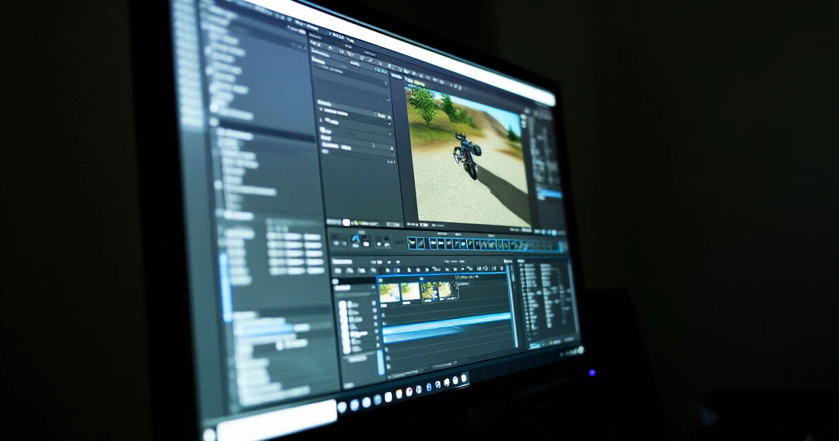 Unity-pelimoottorin käyttöliittymä 3D-peliskenellä tietokoneen näytöllä