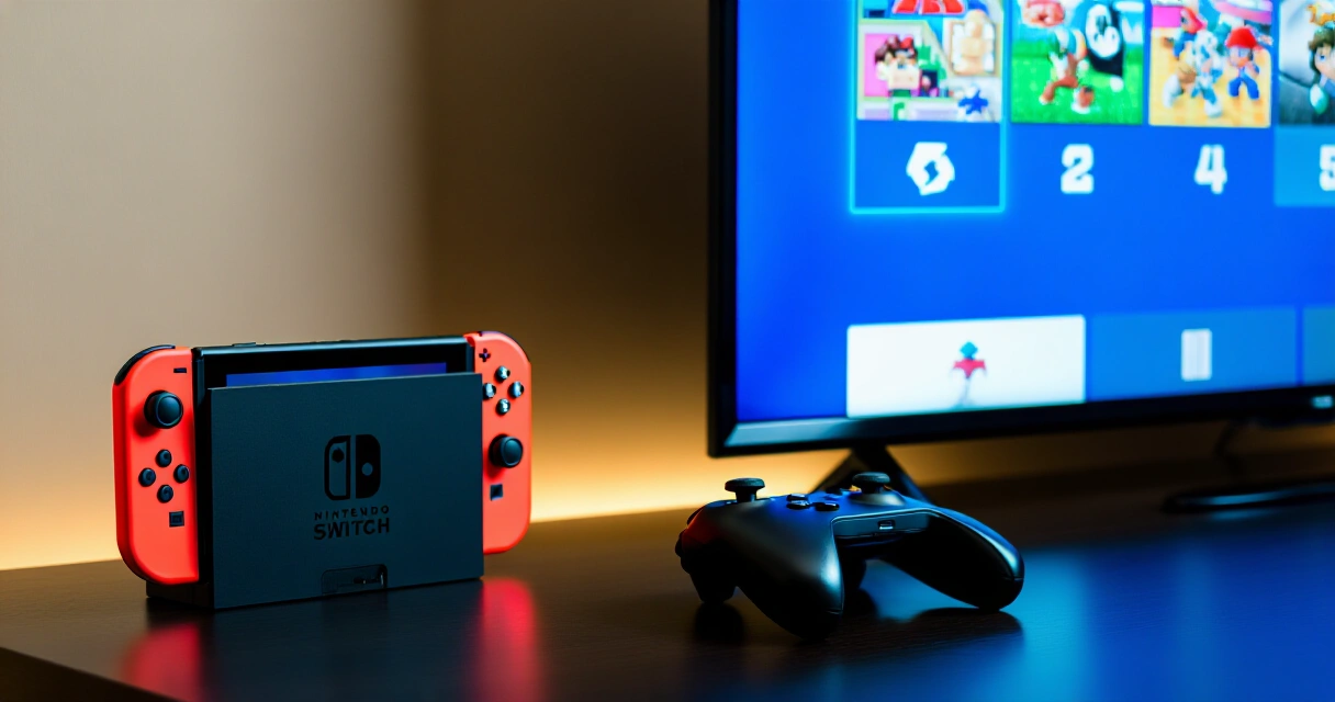 Nintendo Switch telakassa television edessä retropelivaikkoa näyttäen